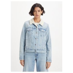 levi's boho light blue denim jean sherpa quilted lined original trucker jacket
